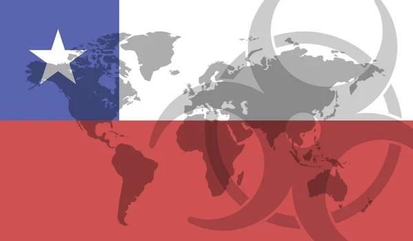 Chile vlajka globální koncepce propuknutí choroby — Stock fotografie
