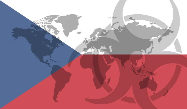 Tschechische Republik Flagge globalen Krankheitsausbruchs Konzept — Stockfoto