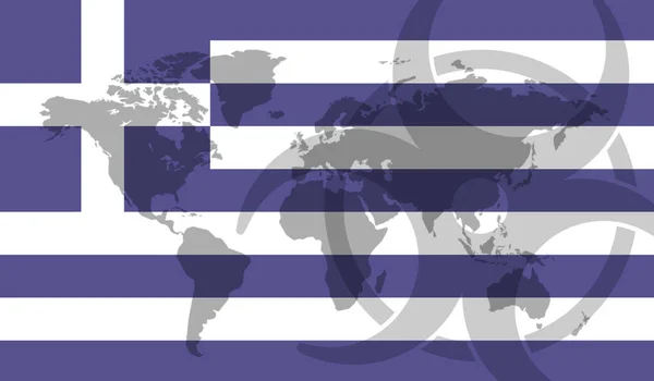 Грецький прапор глобальна концепція хвороби — стокове фото