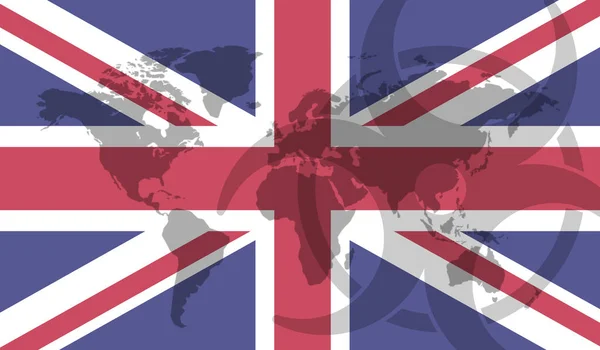 Conceito de surto de doença global de bandeira do Reino Unido — Fotografia de Stock