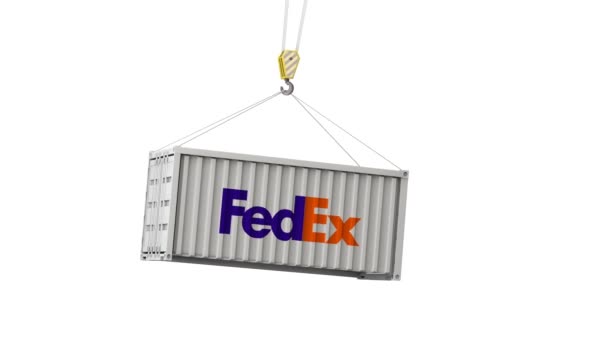 LONDRES, Reino Unido - 4 de febrero de 2020: logotipo de FedEx en un contenedor de envío oscilante — Vídeos de Stock