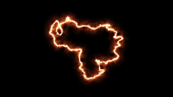 Mappa del Venezuela in fiamme. Render 3D — Video Stock