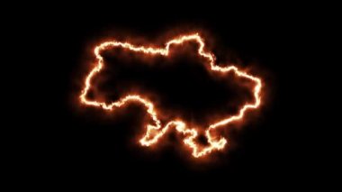 Ukrayna 'nın alevler içindeki haritası. 3d Hazırlama