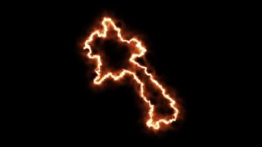 Laos 'un alevler içindeki haritası. 3d Hazırlama