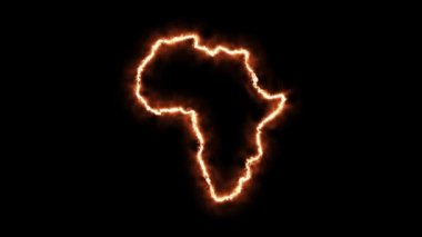 Afrika 'nın alevler içindeki haritası. 3d Hazırlama