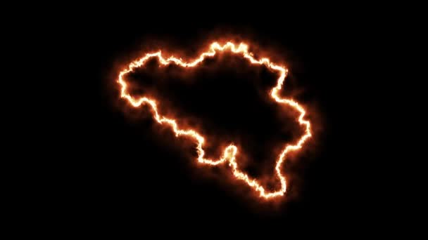 Outline map of Belgium on fire. 3D Render — 비디오