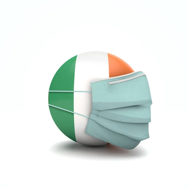 爱尔兰国旗，戴防护面罩。新的验尸官概念。3d渲染 — 图库照片
