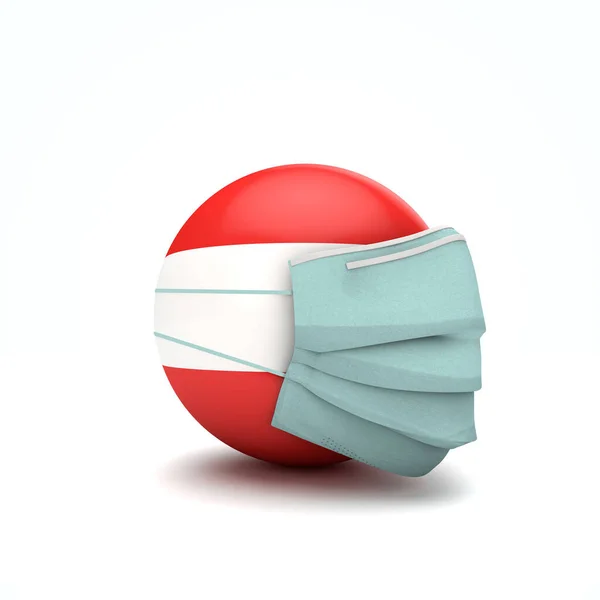 Austria flag with protective face mask. Novel coronavirus concept. 3D Render — 스톡 사진