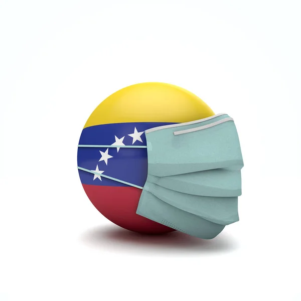 Флаг Венесуэлы с защитной маской. Новая концепция коронавируса. 3D Render — стоковое фото