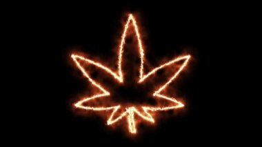 Siyah arka planda yanan marihuana keneviri yaprağı. 3d Hazırlama
