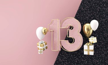 13. yaş günün kutlu olsun. Modern mermer bileşimi 3d Hazırlama