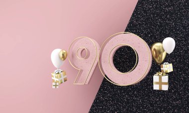 90. yaş günün kutlu olsun. Modern mermer bileşimi 3B Hazırlama