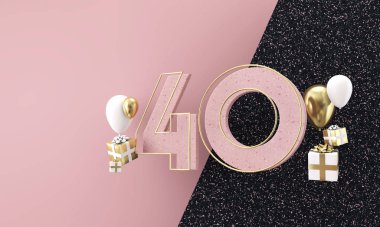 40. yaş günün kutlu olsun. Modern mermer bileşimi 3B Hazırlama