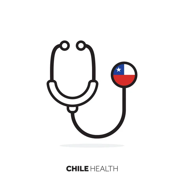 Chile conceito de saúde. Estetoscópio médico com bandeira do país —  Vetores de Stock