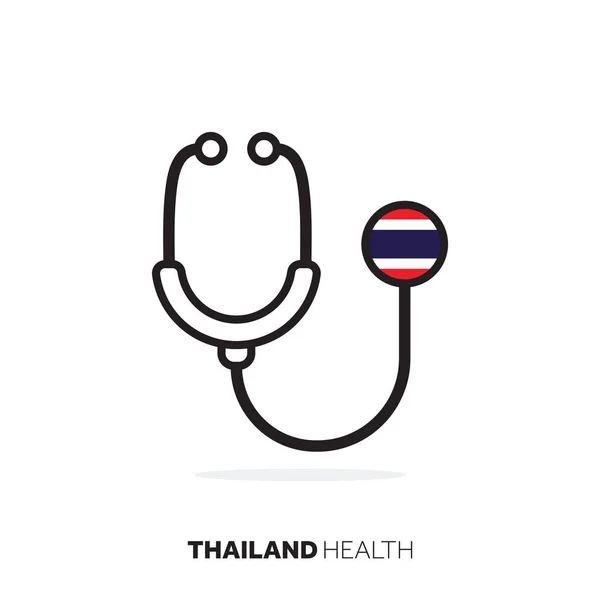 Ταϊλάνδη έννοια υγειονομικής περίθαλψης. Ιατρικό στηθοσκόπιο με σημαία χώρας — Διανυσματικό Αρχείο