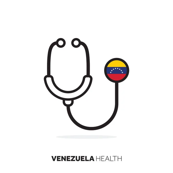 Венесуэла концепции здравоохранения. Медицинский стетоскоп с флагом страны — стоковый вектор