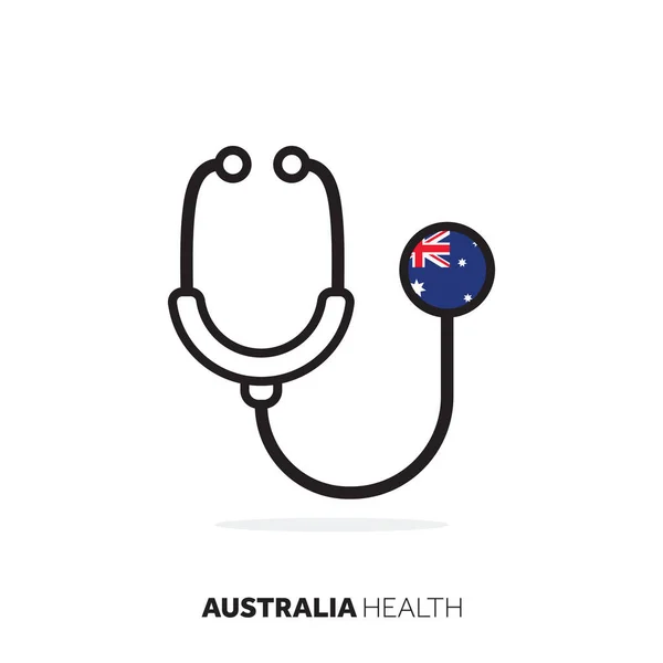 Australia healthcare concept. Medical stethoscope with country flag — Stock Vector