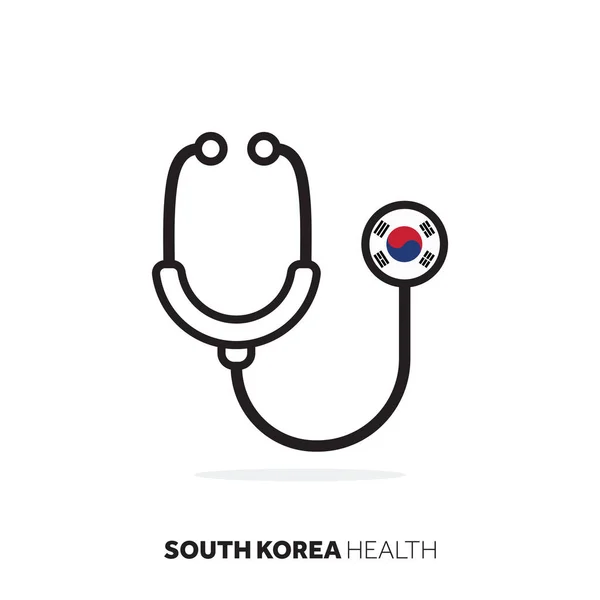 South Korea healthcare concept. Medical stethoscope with country flag — Stock Vector