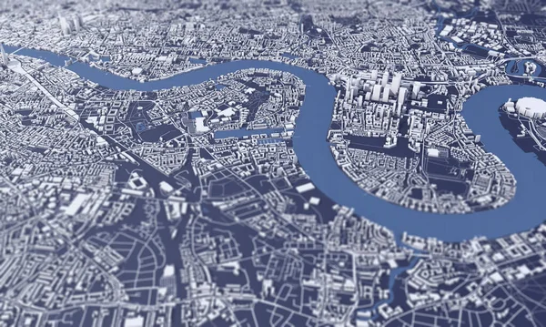 Londres mapa da cidade 3D Rendering. Vista aérea por satélite . — Fotografia de Stock