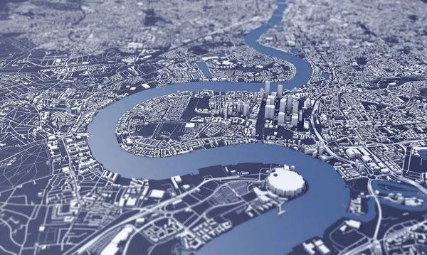 Londres mapa da cidade 3D Rendering. Vista aérea por satélite . — Fotografia de Stock