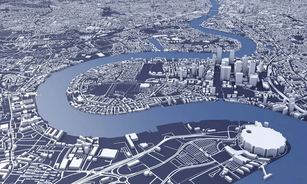 London city map 3D Rendering. Aerial satellite view. — Stock Photo, Image