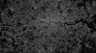 Londra şehir haritasının havadan görüntüsü. 3B Hazırlama