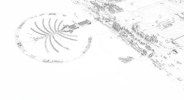 두 바이 도시 3D 렌더링 지도. 공중 위성 사진. — 스톡 사진