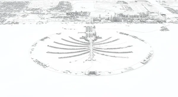 迪拜市3D地图绘制。航空卫星视图. — 图库照片