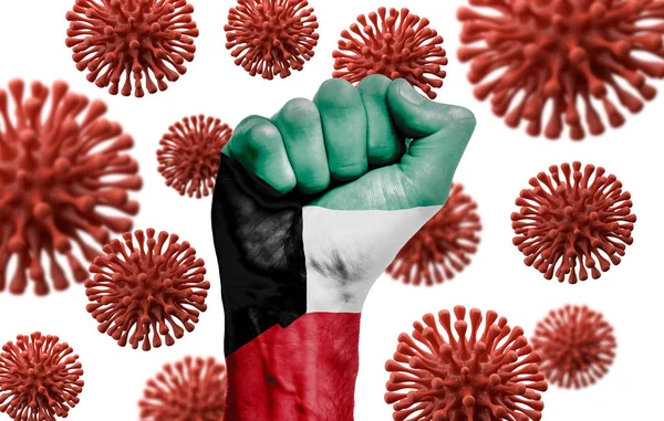 Kuvajtská vlajková pěst proti koronaviově chorobě — Stock fotografie