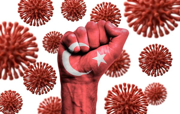 Türkei-Flagge zur Bekämpfung der Coronaviuserkrankung — Stockfoto