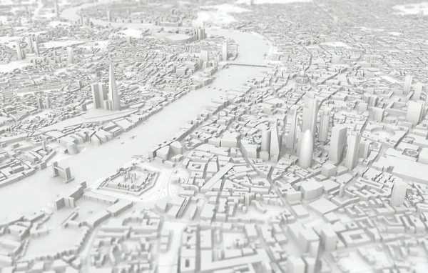 London Stadtplan 3D Rendering. Satellitenbild aus der Luft. — Stockfoto