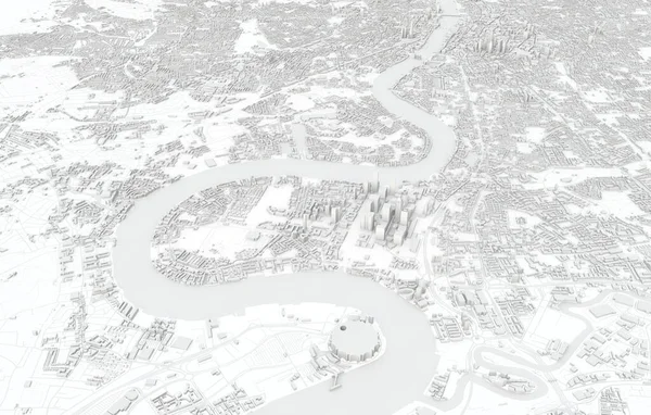 Лондонська міська карта 3d Rendering. Вид з літака.. — стокове фото
