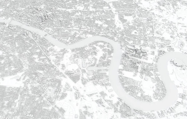 London city map 3D Rendering. Aerial satellite view.