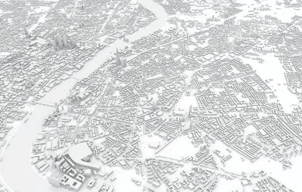 Londyńska mapa miasta 3d Rendering. Widok z lotu ptaka. — Zdjęcie stockowe