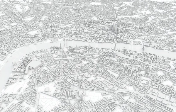 London stadskarta 3d Rendering. Satellitvy från luften. — Stockfoto