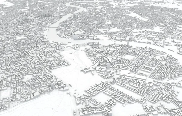 Londres mapa de la ciudad 3D Rendering. Vista aérea por satélite . — Foto de Stock