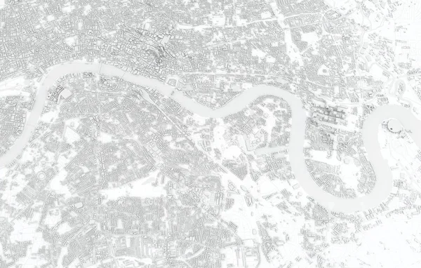 Mappa di Londra 3D Rendering. Vista aerea satellitare . — Foto Stock