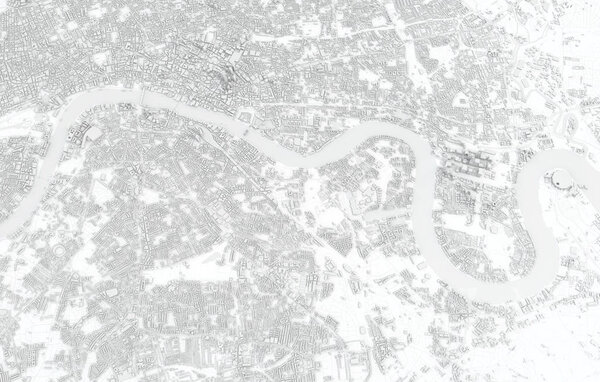 London city map 3D Rendering. Aerial satellite view.
