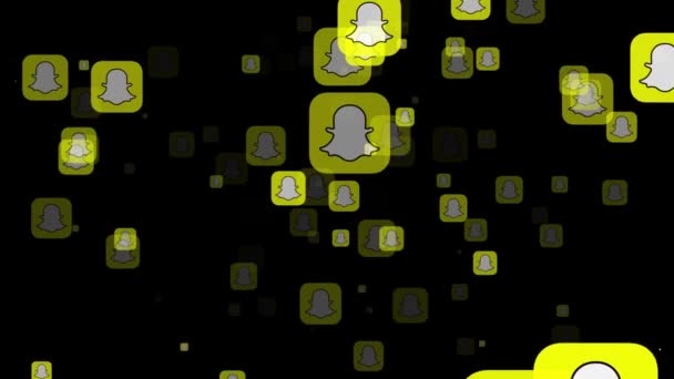 Londyn, Uk - 26 lutego 2019: Logo Snapchat social media przelatuje przez animację — Wideo stockowe