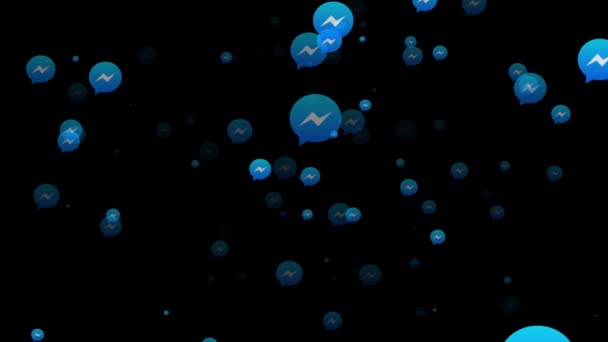 LONDON, Reino Unido - 26 de fevereiro de 2019: o logotipo do Facebook messenger voa através da animação — Vídeo de Stock