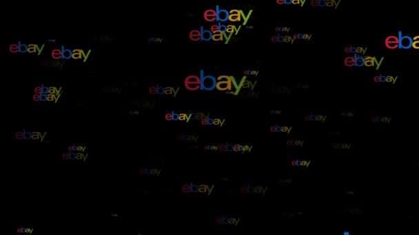 Λονδίνο, Ηνωμένο Βασίλειο - 26 Φεβρουαρίου 2019: Το λογότυπο του Ebay market πετάει μέσα από animation — Αρχείο Βίντεο