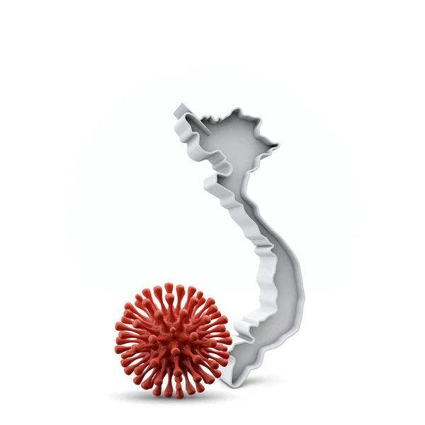 Map of Vietnam with deadly corona virus. 3D Rendering — Stock Photo, Image