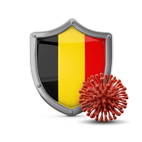 比利时国旗防护病毒细菌.3d渲染 — 图库照片