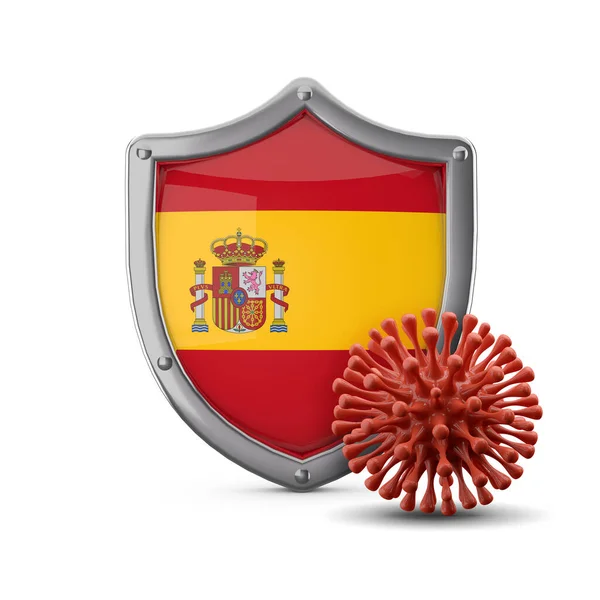 Іспанія захищає щит від вірусу. 3d Render — стокове фото