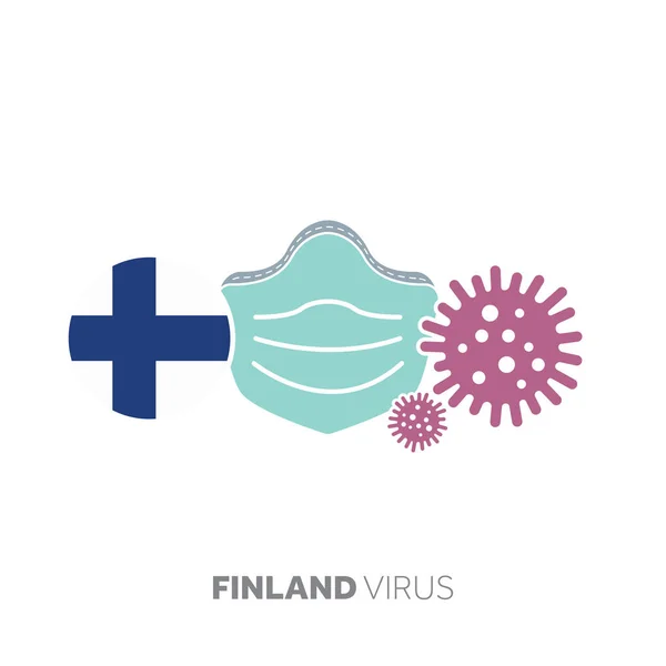 Концепция коронавируса Финляндии с противогрибковой маской и вирусным микробом — стоковый вектор