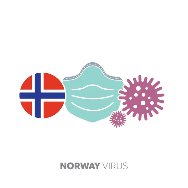 Концепция коронавируса Норвегии с маской для лица и вирусным микробом — стоковый вектор
