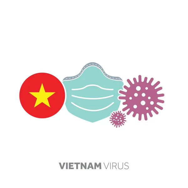Концепция коронавирусной вспышки во Вьетнаме с маской для лица и вирусом — стоковый вектор