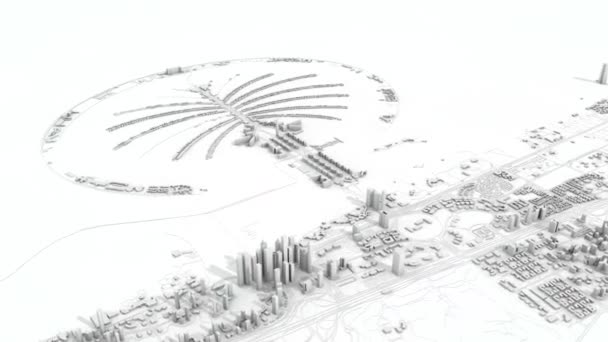 Dubai Stadtplan 3D Rendering. Satellitenbild aus der Luft. — Stockvideo