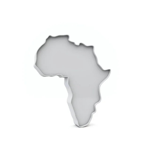 Afrique carte 3D simple en gris blanc. Rendu 3D — Photo