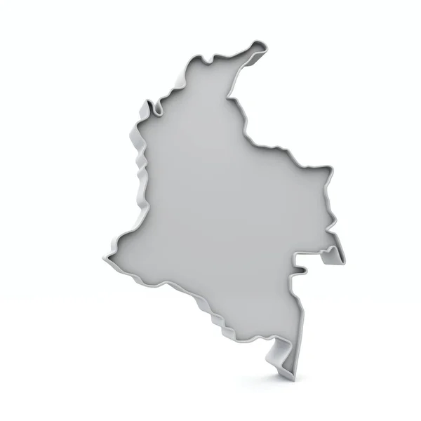 Kolumbia prosta mapa 3D w kolorze białym szarym. 3d Renderowanie — Zdjęcie stockowe